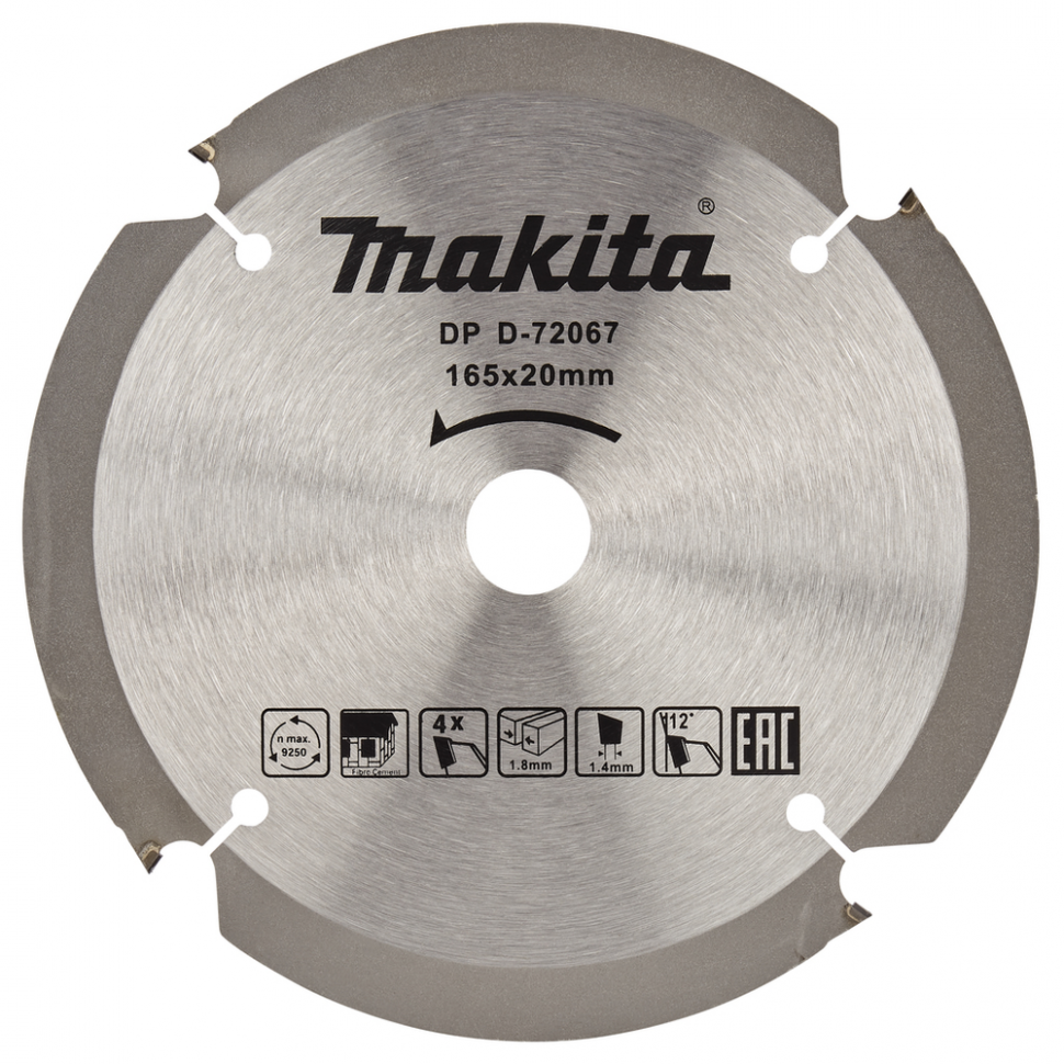 Пильный диск для цементноволокнистых плит, 165x20x1.4x4T D-72067
