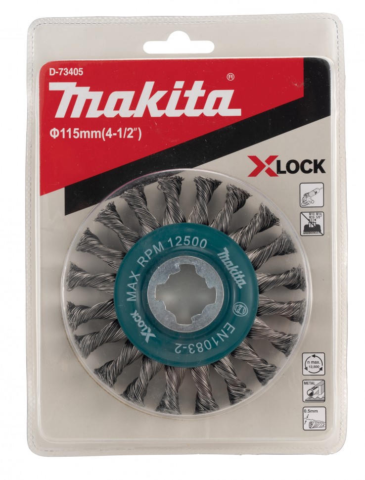 Щетка проволочная дисковая X-lock (d115 мм, толщ. проволоки 0,5 мм, толстые пучки ) D-73405