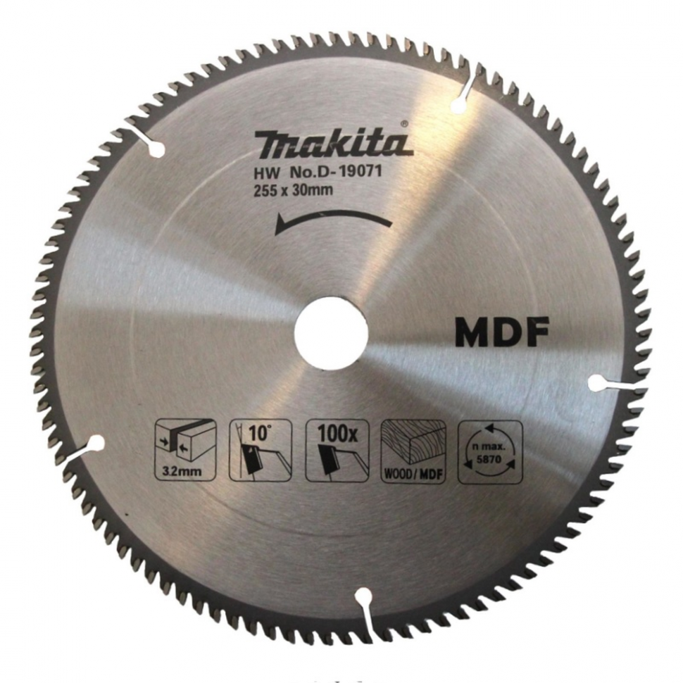 Пильный диск для резки MDF, 255x30x2.4x100T Makita D-19071